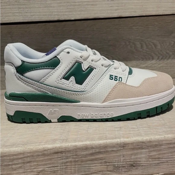 New Balance 550 White and Dark Green - Picture 2 of 3